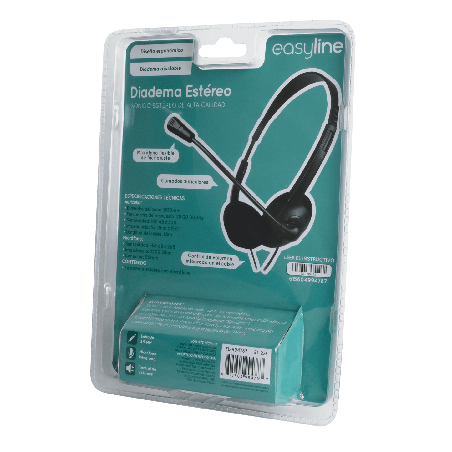 Diadema Esteréo con Control de Volumen
